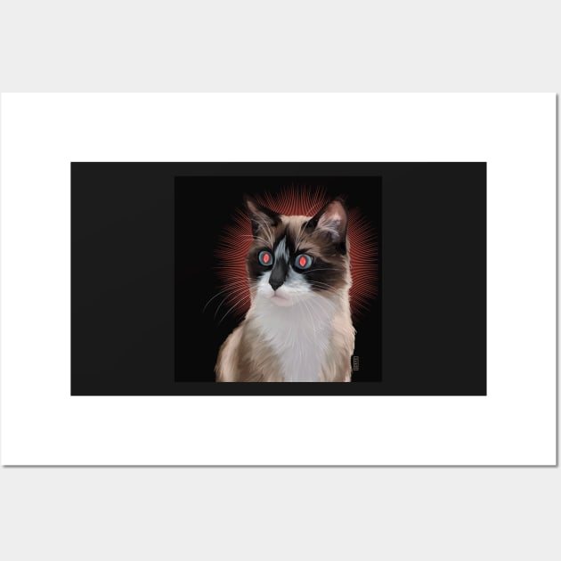 Soba - Snowshoe Cat Ready to Fire Lasers Wall Art by SalemKittie